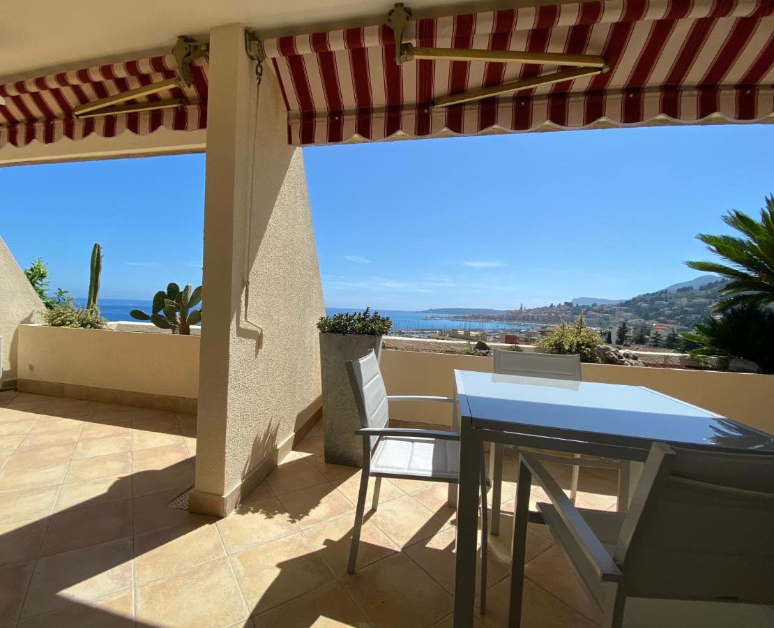 Mansfield vue carte Postale Terrasse Piscine calme port à 200m à pied Menton Exterior foto