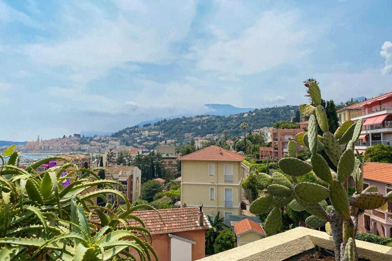 Mansfield vue carte Postale Terrasse Piscine calme port à 200m à pied Menton Exterior foto